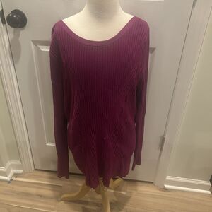 Lane Bryant Sweater Womens 18/20 Purple Ribbed Long Sleeve Pullover Rayon Nylon